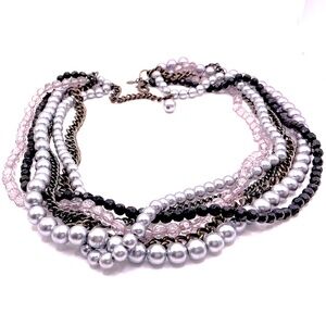 Vintage PREMIER DESIGNS Gun Metal Tone Multi Strand Necklace 18”